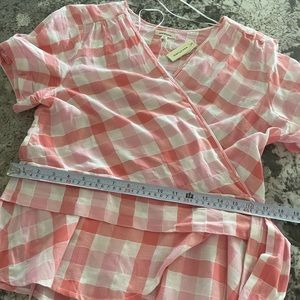 Max Studio XL pink white gingham blouse wrap NEW never worn